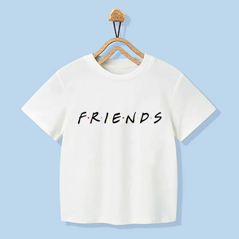 2020 New Arrival Unisex Girls/boys T Shirt Funny Friends Letter Print Boys T Shirts White O-Neck Comfortable Casual T Shirt Kids