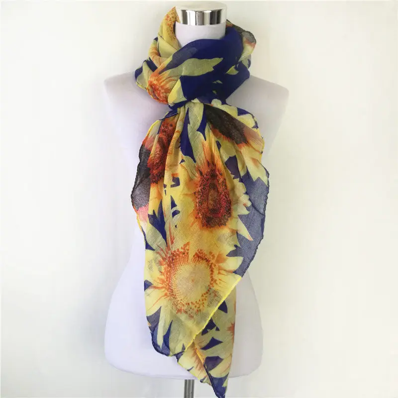 Women Spring Summer Thin Flower Scarf Literature viscose Scarf Female Sunscreen Shawl