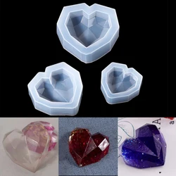 3 Sizs 3D Diamond Love Epoxy Resin Mold Geometric Heart Shape Candle Molds for DIY Epoxy Resin Soap Crafts Home Decoration Tools