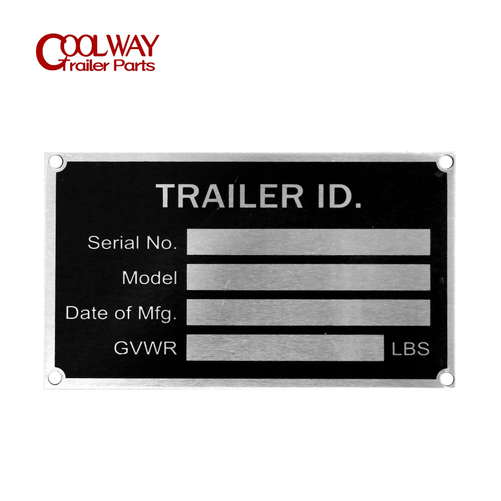 Heavy Duty Aluminum Trailer ID Tag Vin Plate Serial GVWR Medical Blank Powder Coated Finish RV Parts Camper Accessories