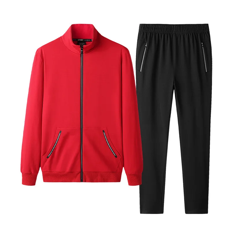 Plus Size Spring Men Tracksuit Sportswear Loose Jacket Coat+pant Running Jogger Fitness Outfit Gym Casual Set Sport Suit M-9XL