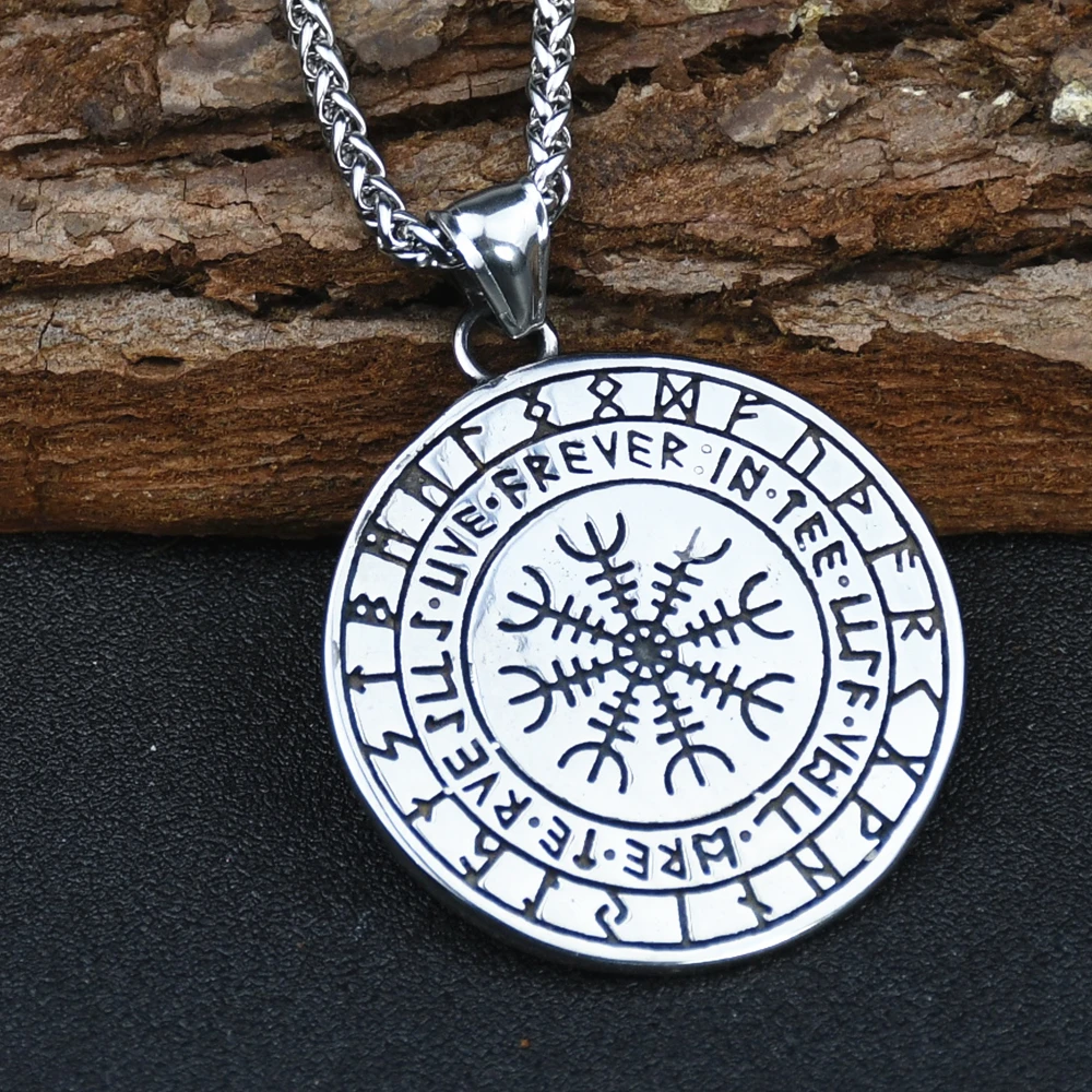 Odin Raven Necklace Men Stainless Steel Nordic viking Oidns Crow Pendant Scandinavian Vegvisir Runes Amulet Talisman Jewelry