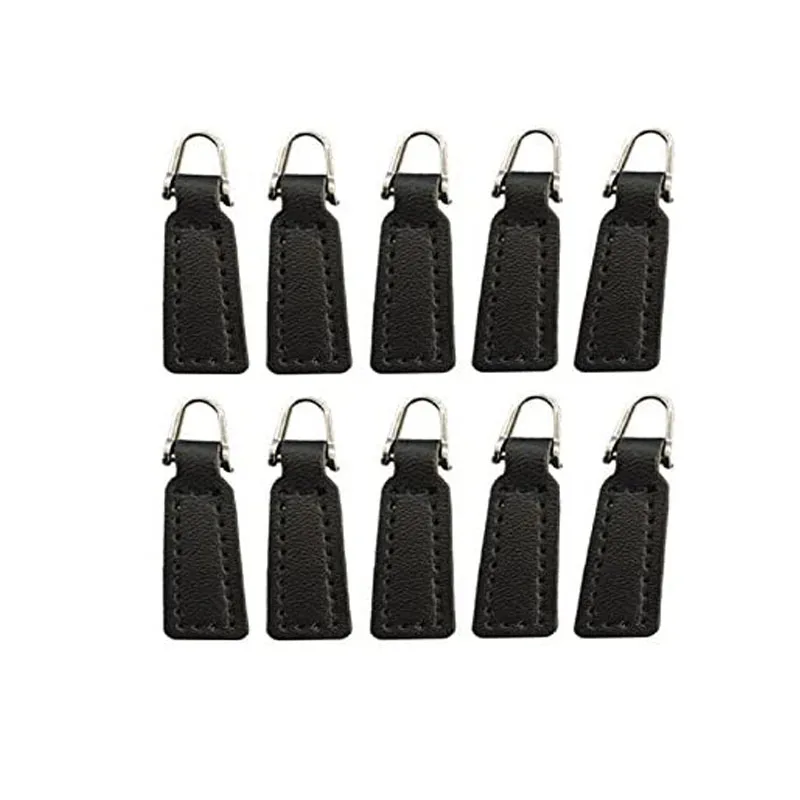 10pcs Leather Zipper Pull for Boot Jacket Bag Purse Replacement and Production