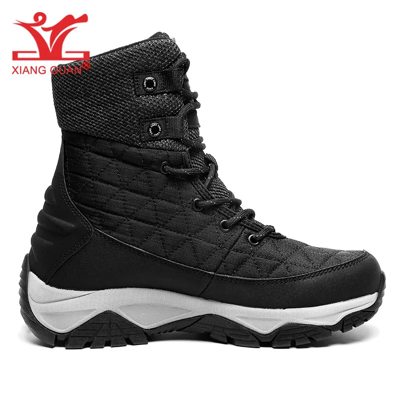 XIANG GUAN Hiking Boots Men Women Waterproof Mountain Shoes Winter Warm Plush Lining Black White Outdoor for Climbing Trekking 8