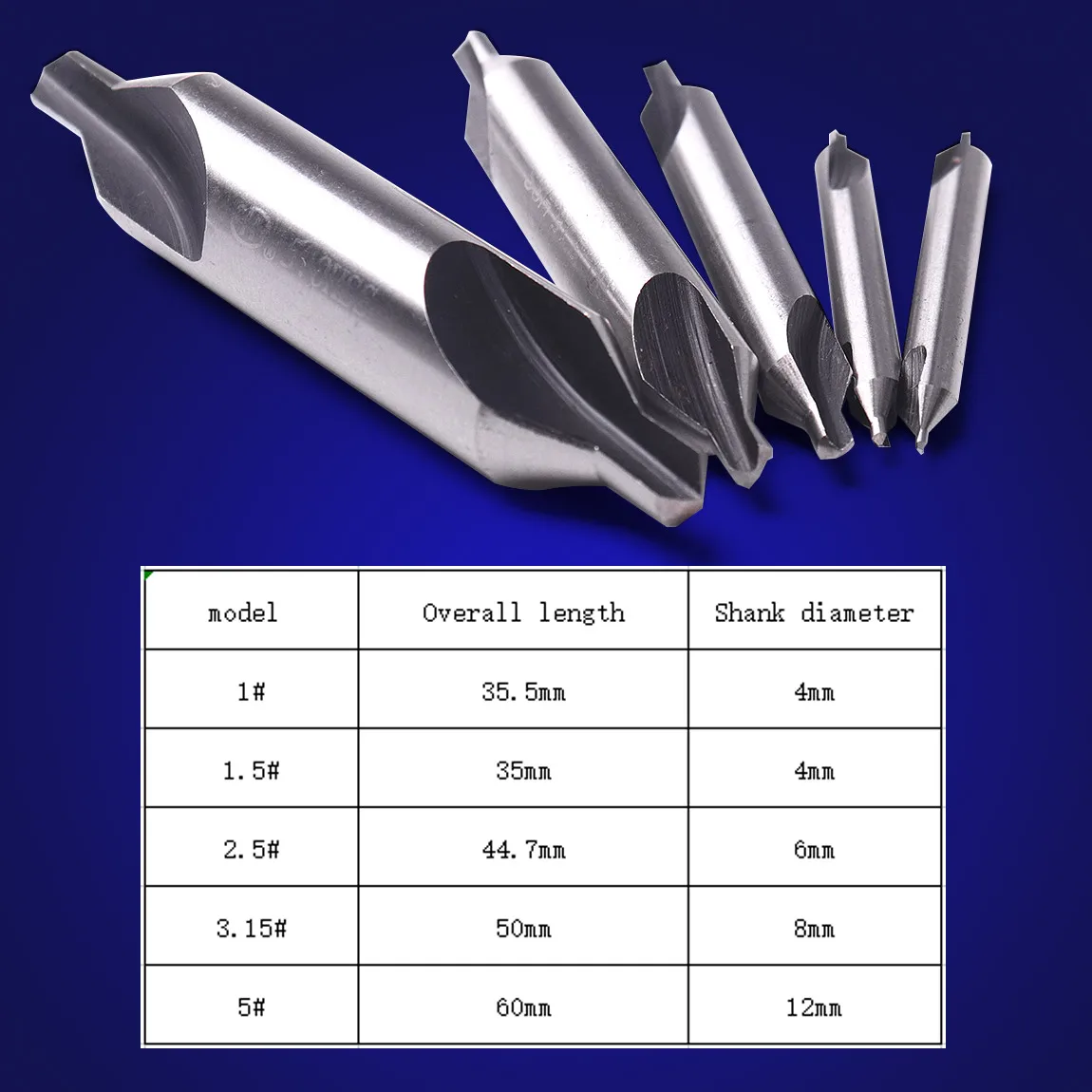 5Pcs Standard 60 Grad HSS Combined-Center Bohrer 1/1.5/2.5/3.15/5mm Senker Bohrer Mit Doppel Ende Härte HRC65