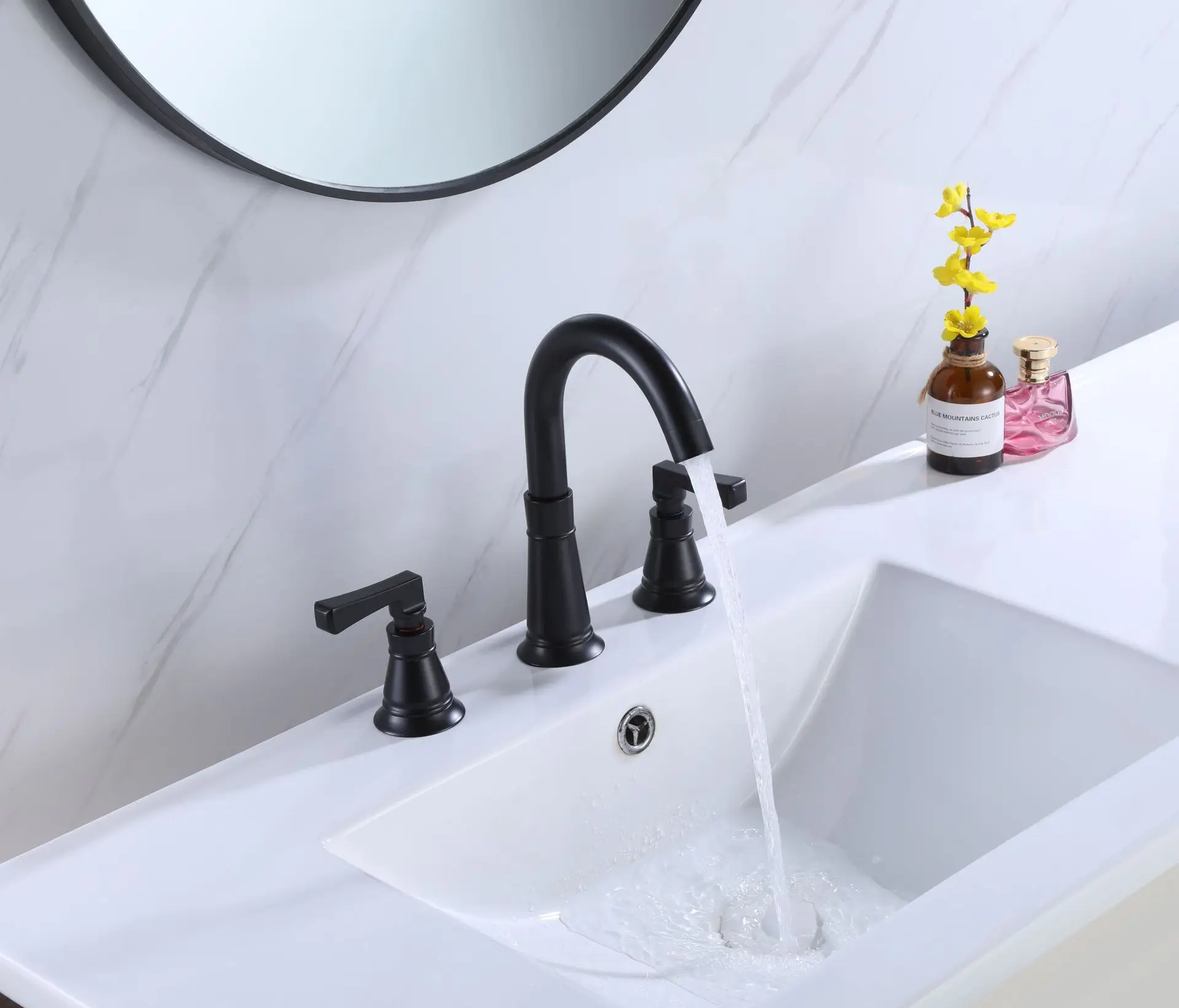 

Modern Black Brass Bathroom sink faucet 3 Holes 2 Handles Cold hot water wash basin Faucet High Quality Copper Lavabo faucet