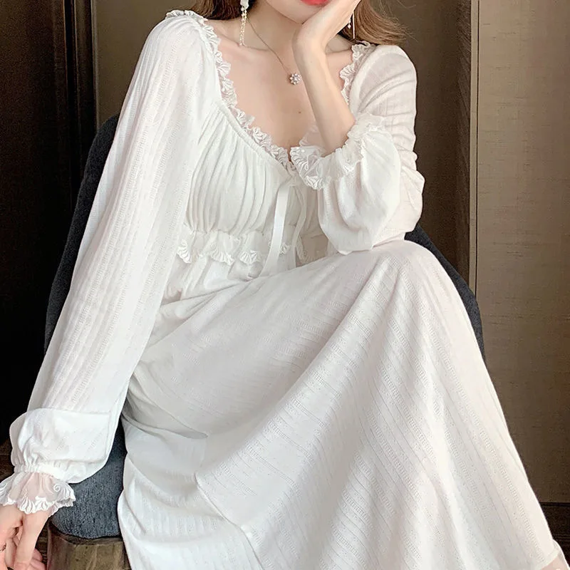 

Fdfklak Cotton Nightgowns For Women New Long Sleeve Night Dress Large Size Loose White Nightdress Ladie's Nightwear Nightshirt