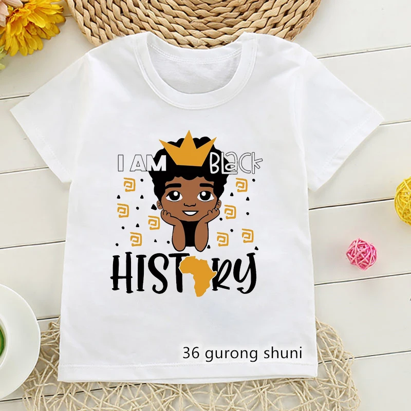 T-shirts for boys cute african melanin brown skin color brother little boy fashion Harajuku boy clothes summer high quality tops