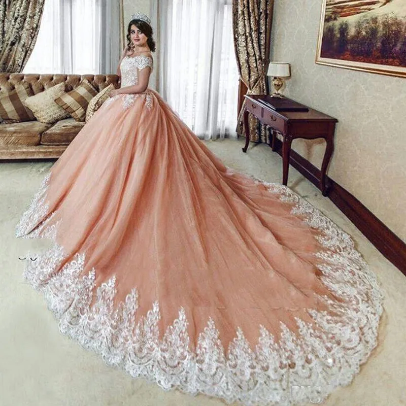 Vestido De Noiva หรูหรางานแต่งงานชุดยาวแขน2019 Ball Gown ประดับด้วยลูกปัดดูไบอาหรับมุสลิม Gowns แต่งงานชุดเจ้าสาว