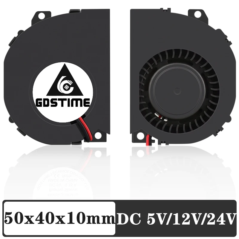 2PCS Gdstime 5cm Blower Fan 5V 12V 50mm x 40mm x10mm 5410 Dual Ball Radial Centrifugal Cooling  Turbine Blower Cooler Fan