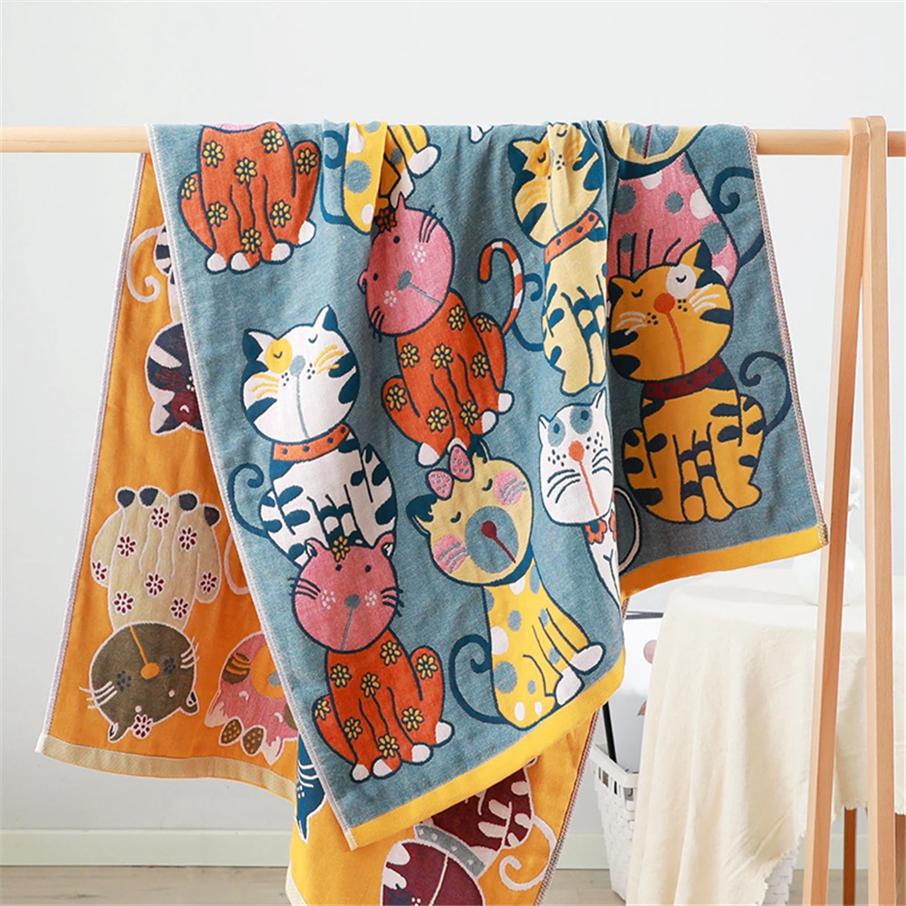 Cusack 14 Styles Animal Cartoon Adult Soft Cotton Five-layer Gauze Bath Towel 80*160 70*140 CM High Quality