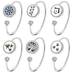 New Zircon Stainless Steel Aromatherapy Bracelet Open Magnetic Butterfly Essential Oil Diffuser Bracelet Perfume Lockets Jewelry