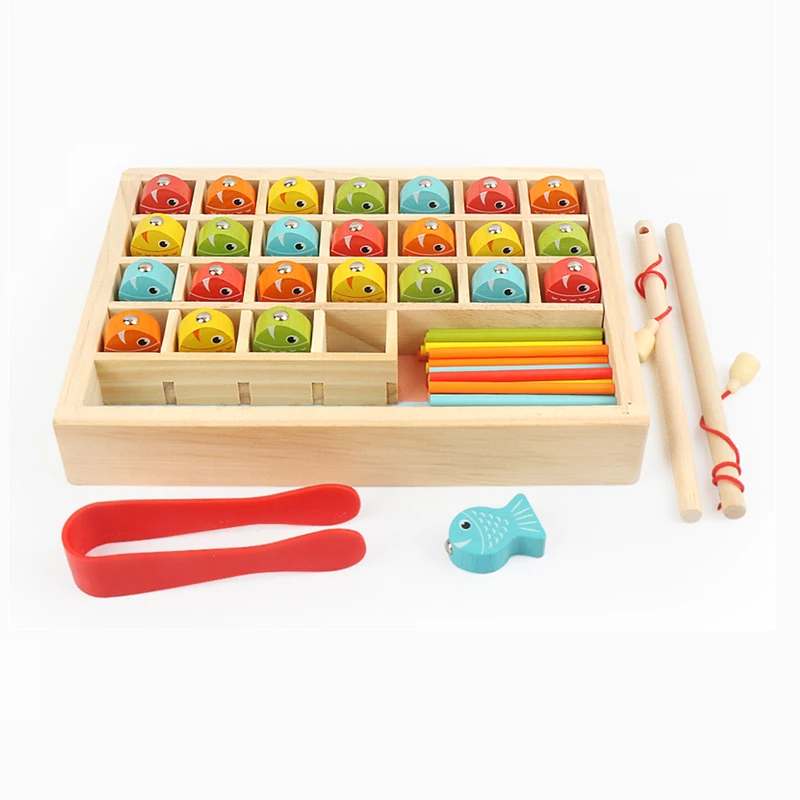 Treeyear-Jeu de pêche magnétique en bois, jouets Montessori, activités d'apprentissage, motricité fine, tri de documents, comptage des nombres