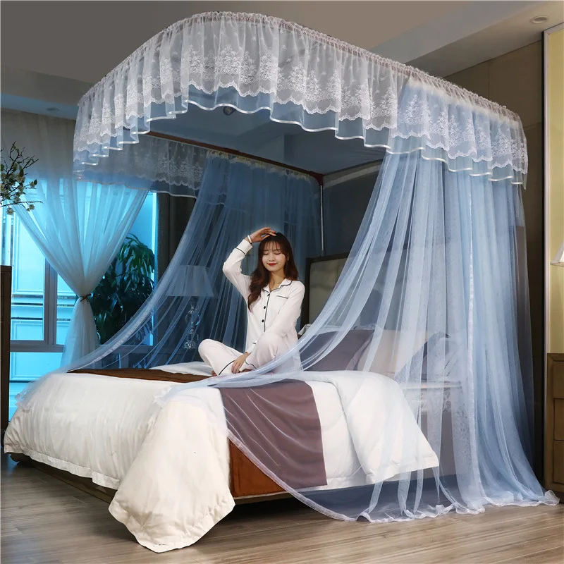 U-Shaped Track Track Mosquito Net Princess Wind 3-Door New Style Floor-Type Mosquito Net 1.5/1.8 M Bed