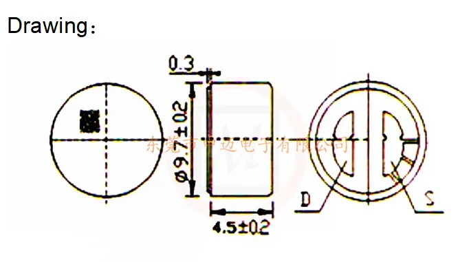 9745 Diameter 9,7 mm X Hoogte 4,5 mm Omnidirectionele electret-microfoon MICROFOON