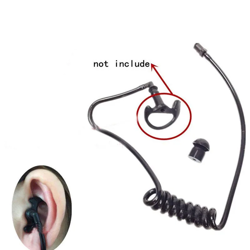 Replacement Black Coil Acoustic Air Tube Earplug For Two-Way Radio Walkie Talkie Earpiece Headset Earphone Headphone