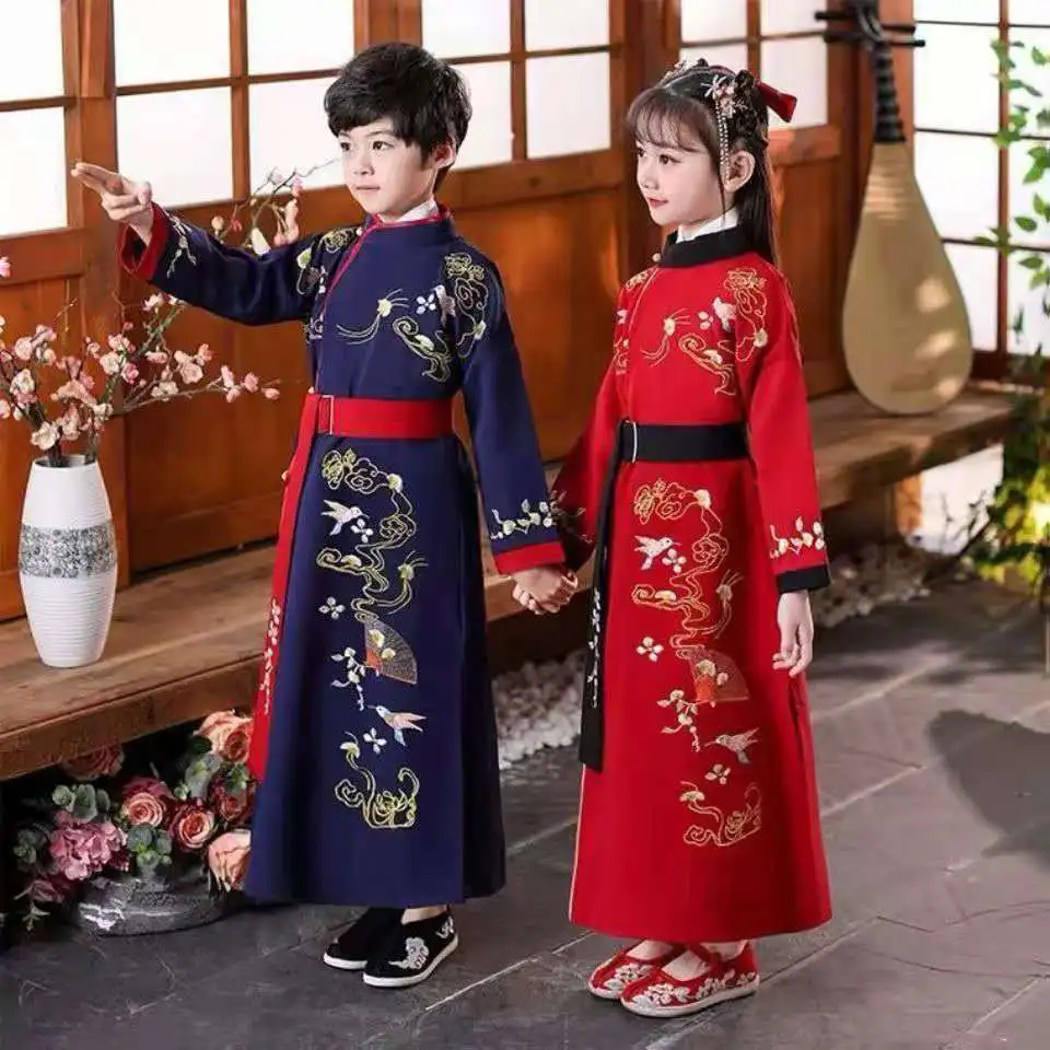 Jongen Hanfu Podium Outfit Chinese Jurk Baby Nieuwe Jaar Tang Pak Voor Kinderen Chinese Traditionele Kostuum Traditionele Kids Kleding