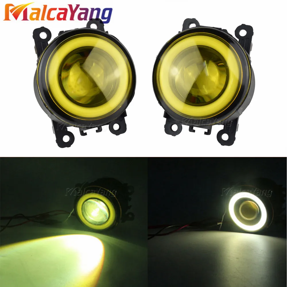 2pcs/pair Angel Eye with LED Fog Lights For Peugeot 207 307 407 607 3008 SW CC VAN 2000-2013 For 307 Hatchback 3A 3C 2000-2008