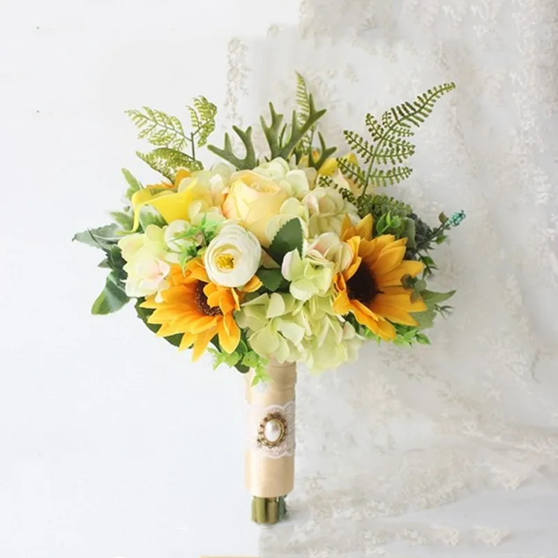 Artificial Holding Flower Wedding Decoration Simulation Sunflower Hybrid Bouquet Bride Friend Gift