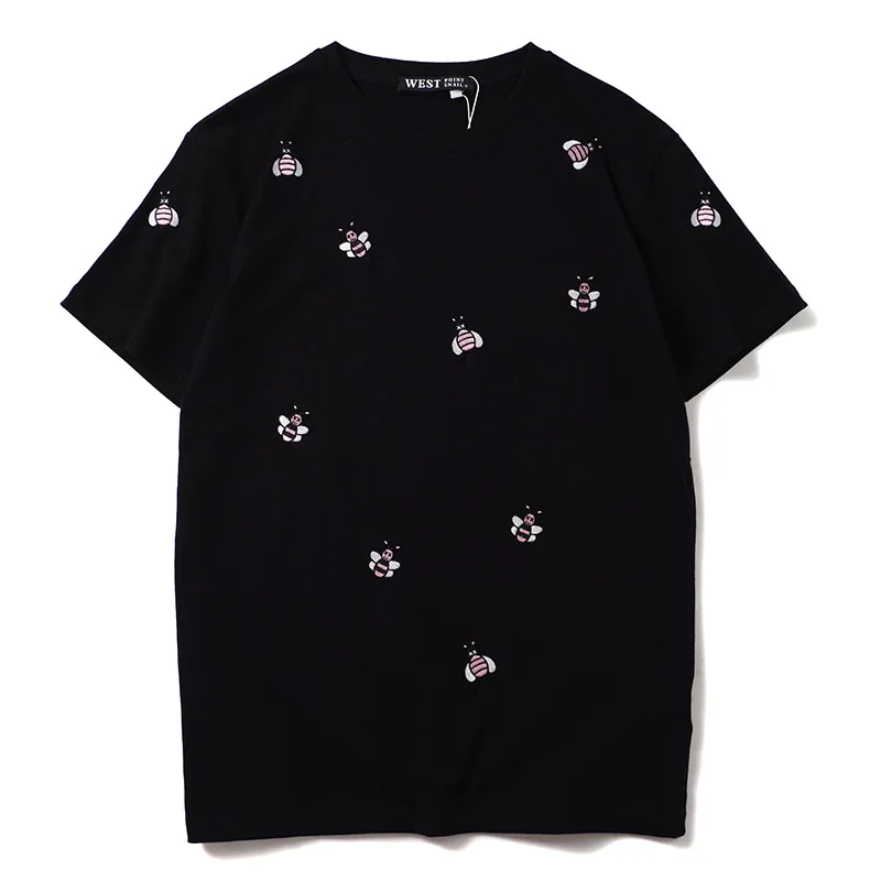 New 2023 Men Novelty luxury Embroidery bee T Shirts T-Shirt Hip Hop Skateboard Street Cotton T-Shirts Tee Top Kenye #038