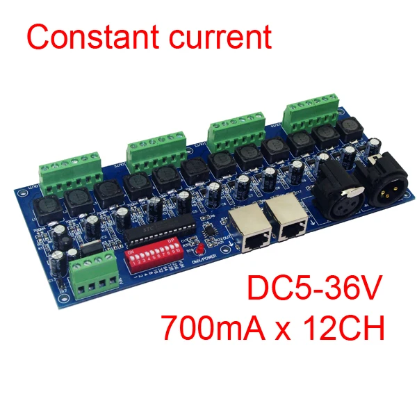 12-channel DMX512 Constant-current Decoder 12 Channel DMX Constant Current Controller, High Power Light Controller 700MA