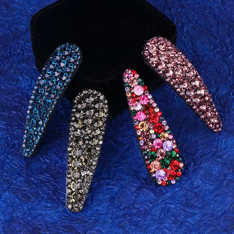 2021 New Fashion Hot Sale Wild Luxurious Rhinestone Bangs BB Clip  Hairpin Barrettes for Women Girl Hair Accessories Headwear