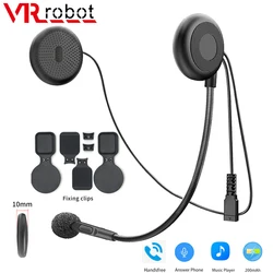 VR robot Auriculares Bluetooth para motocicleta, auriculares universales para casco, reproductor de música manos libres inalámbrico con clip de soporte