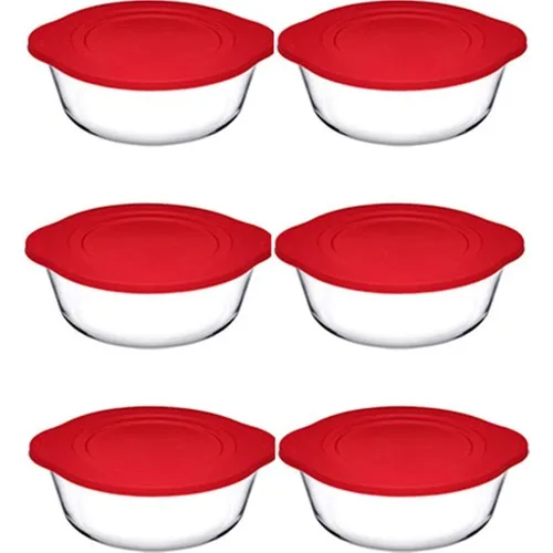 Pasabahce 6 Pcs 59001 Round shape Pyrex Cooking Pot 2100 cc