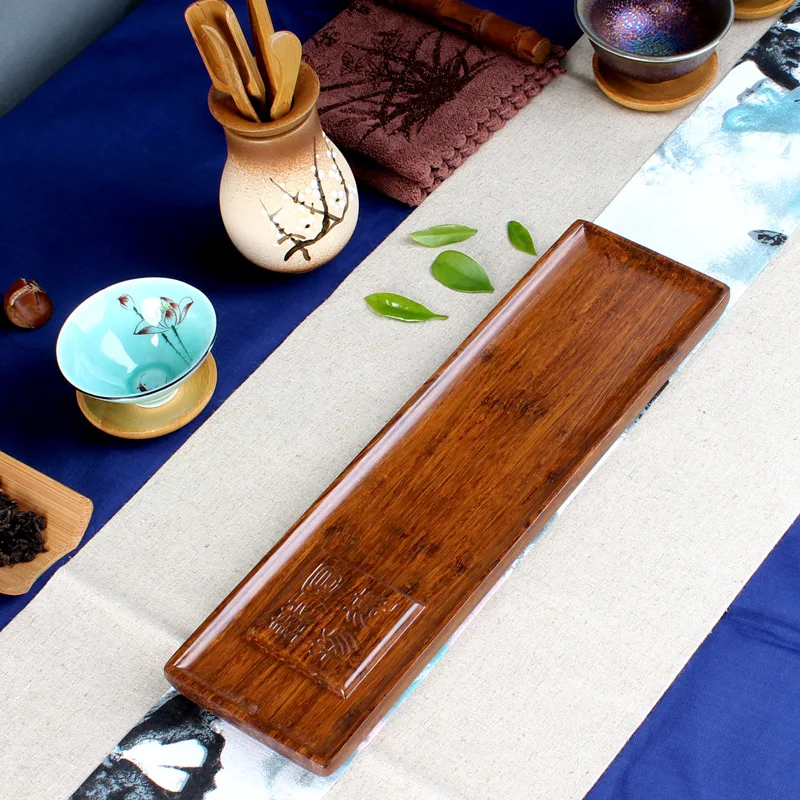 

Strand Woven Bamboo Tea Tray Chinese Bamboo Kung Fu Tea Tray Gongfu Drawer Board Travel Tea Tools Service Set Table 36*10*2cm