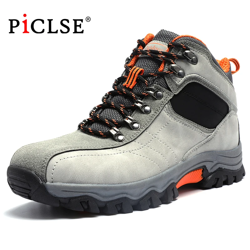 

Plus Size Waterproof Men Boots Autumn Winter Boots Men Anti-Skidding Trekking Fishing Shoes Outdoor Ankle Boots for Men Botas