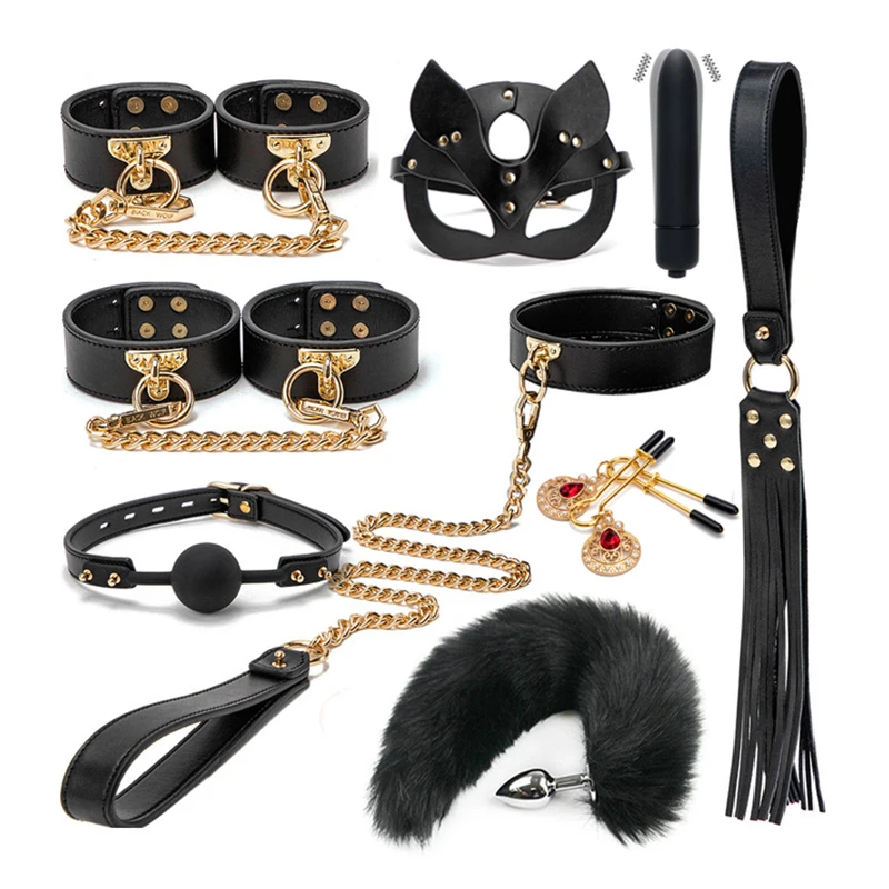 Kits Voor Bondage Kraag Lederen Neck Restraint Met Leiband Bdsm Erotische Speeltjes Voor Vrouwen Paar Volwassen Spelletjes Sex product