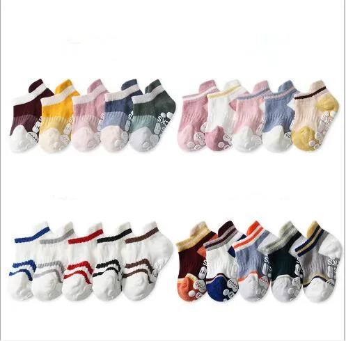 

5Pairs 0-12Year 2021 new three-dimensional big heel low-cut baby boat socks infant children floor socks trampoline socks