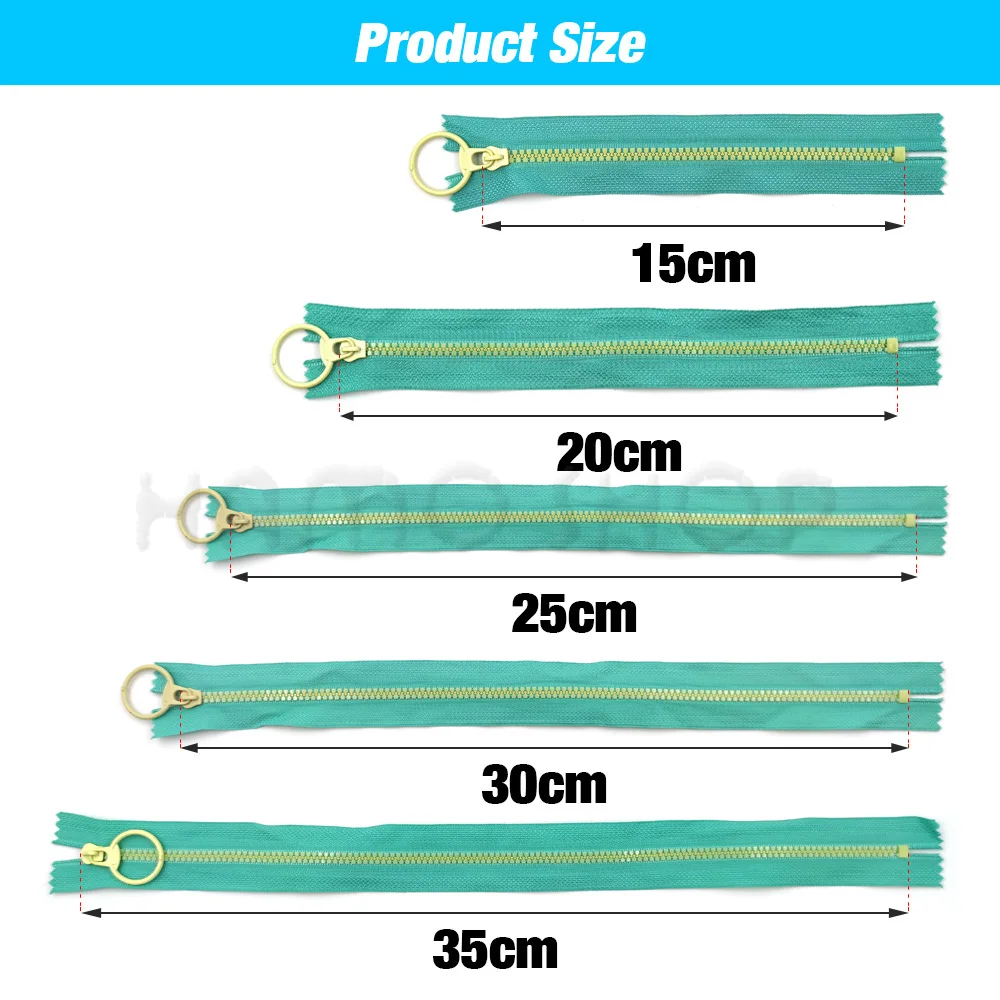 10Pcs #3 Closed-End Resin Zippers Ring Slider Zipper For DIY Handcraft Sewing Bags Wallet Purse Pocket Shoes Clothes Accessories