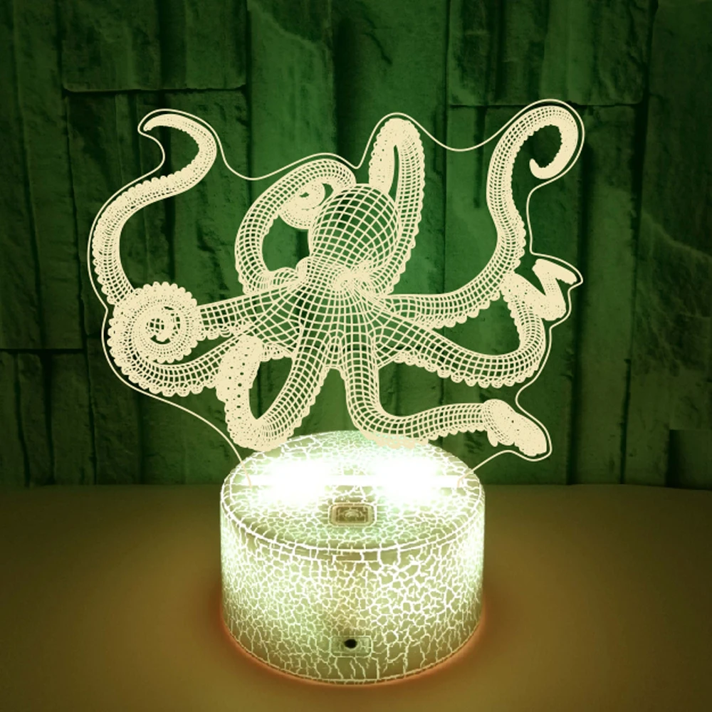 Octopus 3D LED Table Light USB Touch Light as Bedside Lamp 7 Color Changing Atmosphere Light for Kids Night Light Xmas Gift