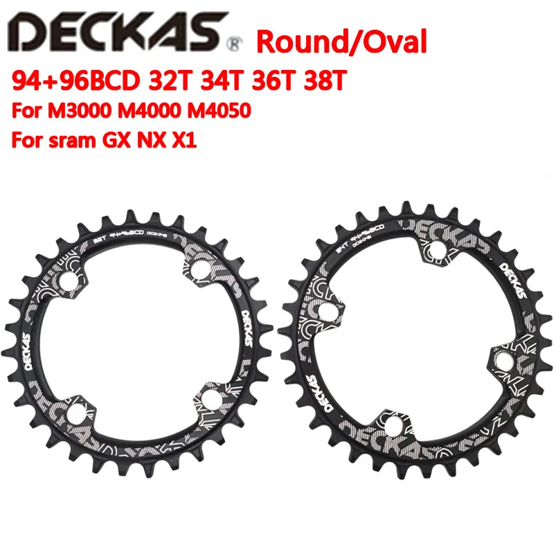 DECKAS 94+96 BCD bicycle chainwheel Round/Oval 32T 34T 36T 38T MTB bike Chainring Mountain Crown for M4000 M4050 GXs NX X1 Crank