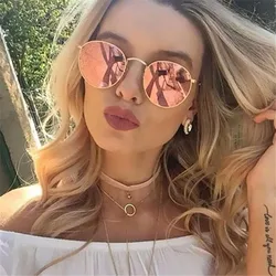 RMM-gafas de sol redondas con montura pequeña para hombre y mujer, lentes clásicas de marca de diseñador, de aleación, espejo, Vintage, envío gratis, 2020