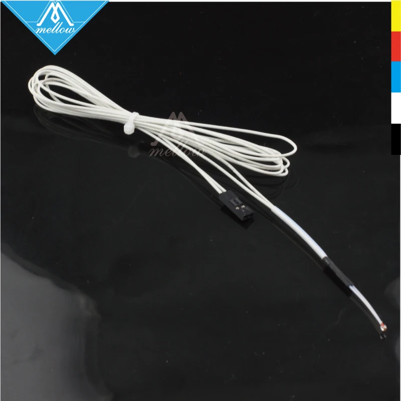 NTC 3950 100K ohm Thermistor with 1 Meter TeflonT wiring for RepRap CR-10 Anet A8 TEVO mk8 3D Printer Bed or Hot End parts