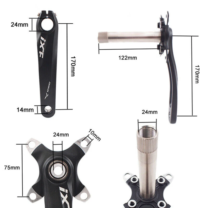 IXF MTB Crankset Integrated 2 Crowns Hollowtech 104BCD 170mm Mountain Bike 32/34/36/38/40/42T Chainring Connecting Rods