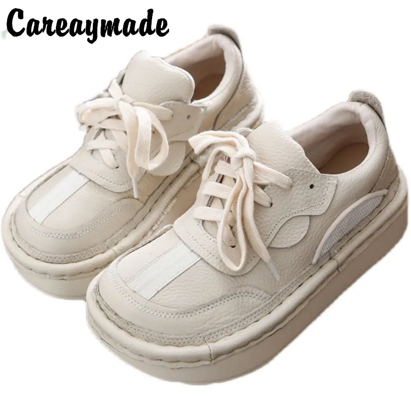 Careaymade-Real leather women's shoes simple retro shoes muffin student  single shoes comfortable Japanese leisure pantshoes