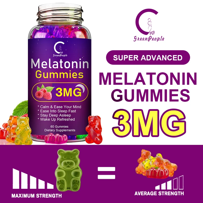 GPGP Greenpeople ที่มีประสิทธิภาพ Melatonin Gummies ช่วย Sleep Save นอนไม่หลับ Body นาฬิกาปรับสำหรับผู้ใหญ่เด็ก