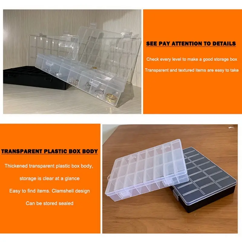 24 Grids Parts Organizer Box Practical Compartment Plastic Storage Box Jewelry Bead Screw Holder Case Display Container