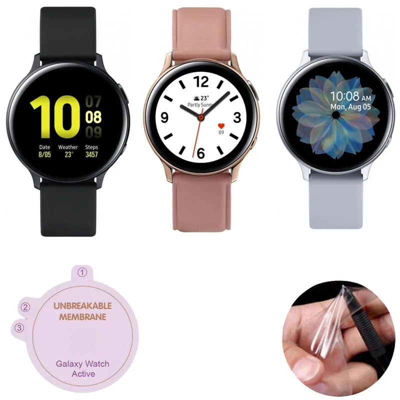 Película protetora de hidrogel tpu macio para samsung watch galaxy active 2 40mm/44mm protetor de tela de relógio inteligente capa de borda completa