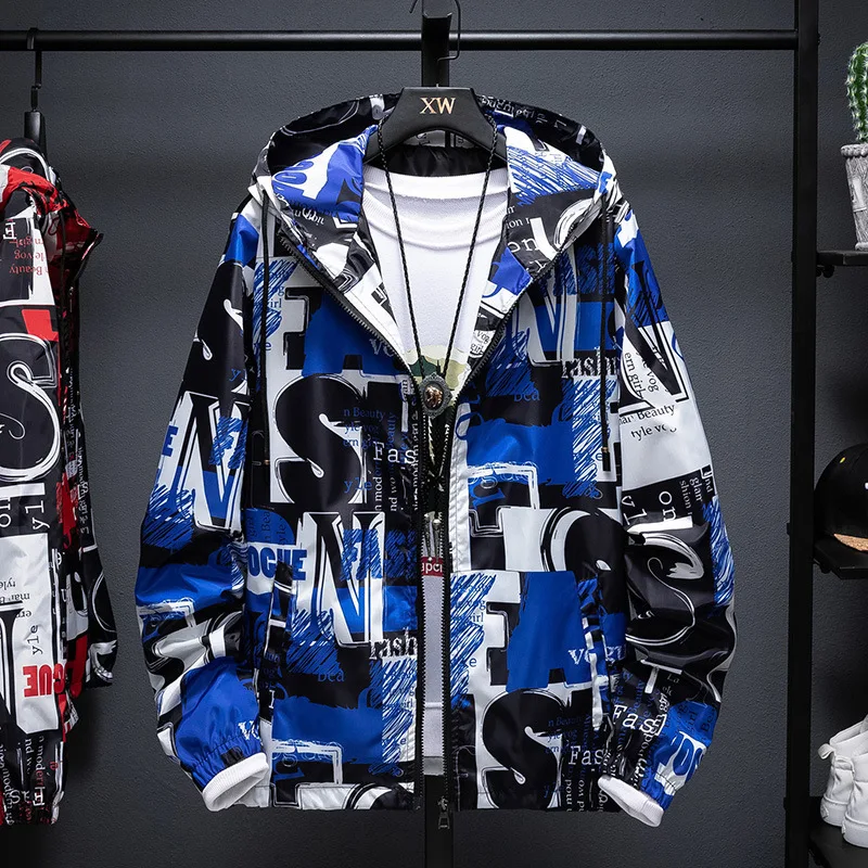 Spring Autumn Windbreaker New Men's jacket Korean Camouflage Military Hooded Letter Men's Casual Men Clothing Plus Size 5XL
