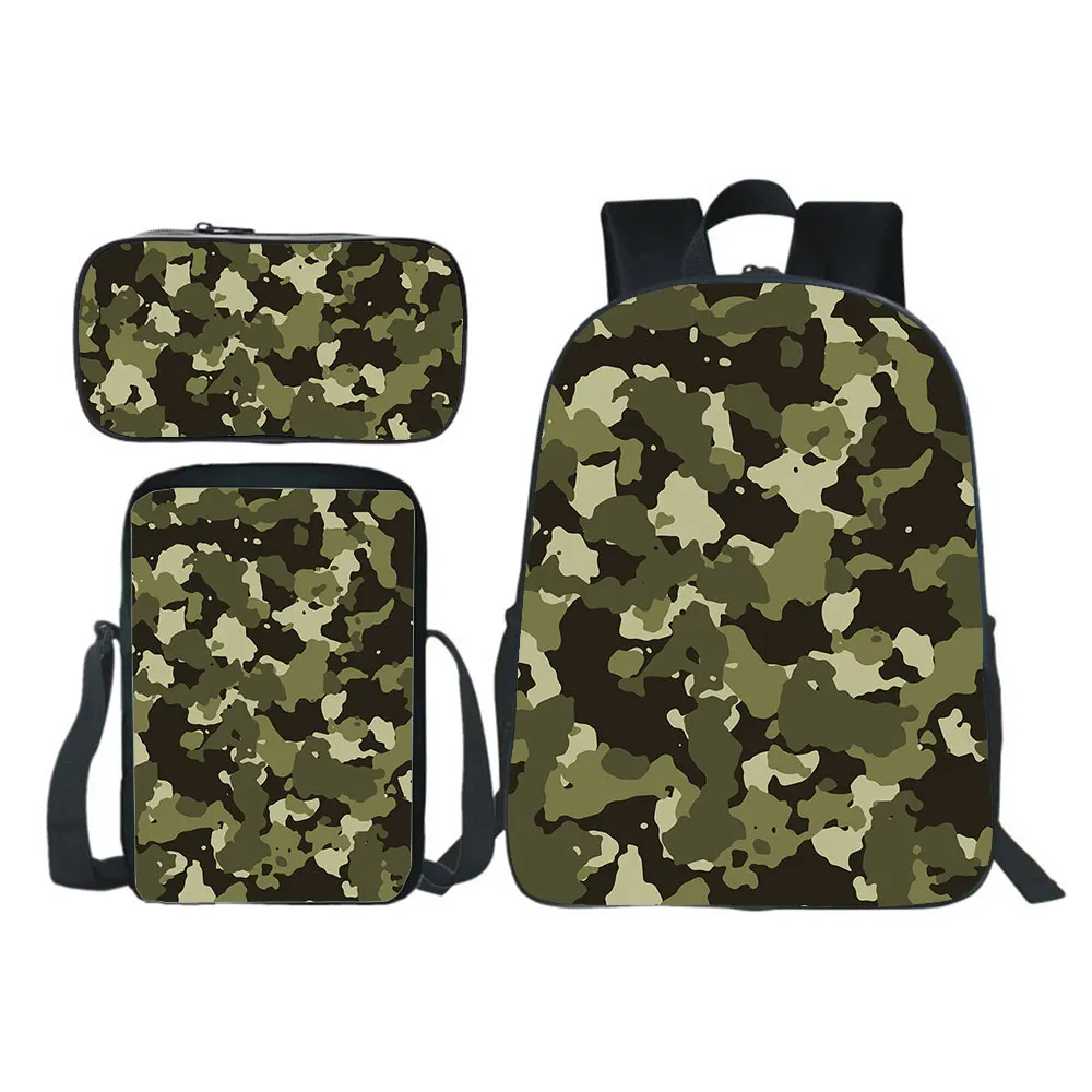 Camouflage Backpack School Bag 3pcs Set Gift(backpack+shouder Bag+pen Bag)Boys Girls School Bag Teens Bookbag Kids Rucksack