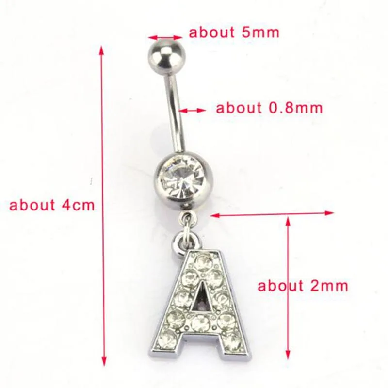 1/2PCS Letter Belly Button Rings Navel Piercing Nombril Ear Piercings Navel Earring Belly Piercings Body Jewelry Pircings