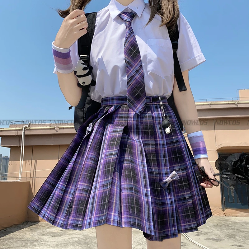 [Sweetheart Storm] JK School Uniform Plaid Skirt For Girls Summer High Waist Pleated Skirts Women Dress Students College Clothes