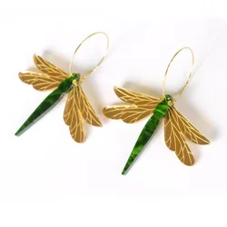 YAOLOGE Green Acrylic Dragonfly Earrings Hot Selling Beautiful And Elegant Anniversary Jewelry Gifts For Women Fashion Party