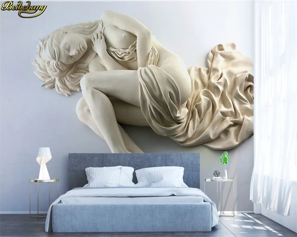 beibehang Custom wallpaper 3D three-dimensional relief relief nude sleeping beauty background wall painting papel de parede