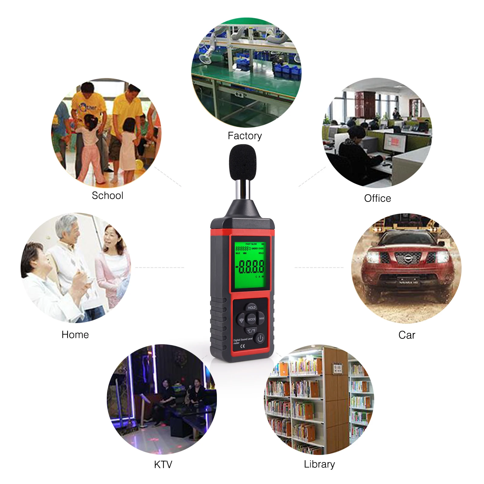 EHDIS Professional Acoustimeter Sound Level Meter Noise Volume Measuring Instrument 30~130db Mini Audio Decibel Measure Gauge