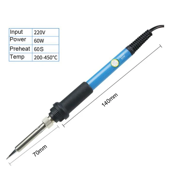 1Set 5 in 1 Blue 60W Adjustable Temperature Electric Soldering Iron DIY Fix Tool Kit